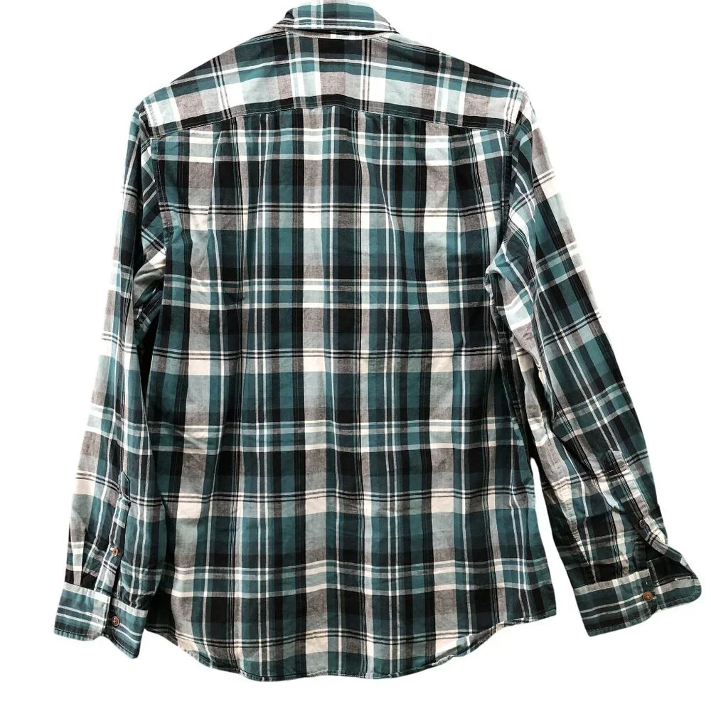 J. Crew Classic‎ Fit Long Sleeve Shirt Mens S Green Plaid Lightweight Cotton